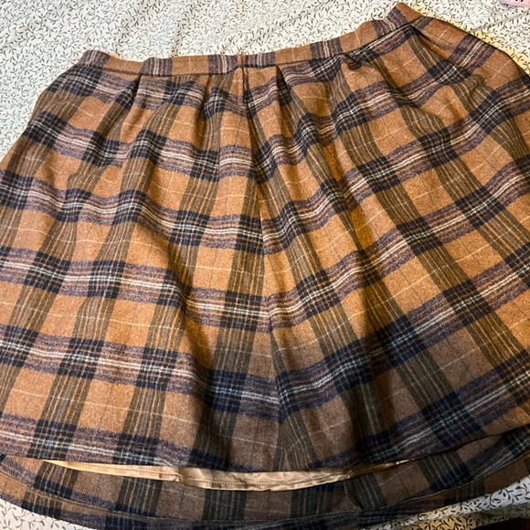 Tartan brown size fully lined 22 midi skirt - Picture 3 of 6